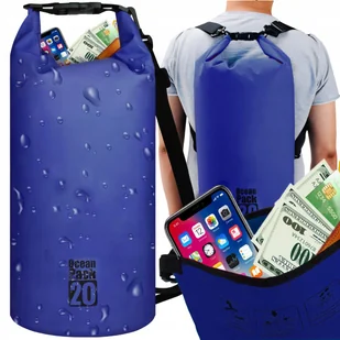WOREK WODOODPORNY WODOSZELNY NA KAJAK TORBA 20L WODOSZCZELNA MOCNY PLECAK - Plecaki worki - miniaturka - grafika 1