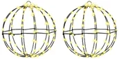 Ozdoby bożonarodzeniowe - vidaXL Piłka z 192 diodami LED 2 pcs Ciepła biel 30 cm Metal - miniaturka - grafika 1