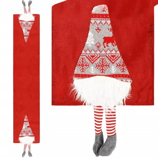 Bieżnik na stół 180x33cm obrus świąteczny z krasnalem czerwony - Obrusy i serwetki - miniaturka - grafika 1