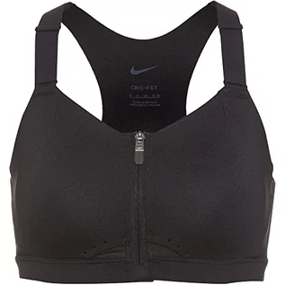 Biustonosze - Nike Damski biustonosz sportowy z podszewką Alpha z zamkiem błyskawicznym Vo Bustier, Black Black Dk Smoke Grey, M/A - grafika 1