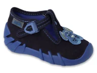 Buty dla chłopców - Kapcie dziecięce chłopięce domowe na zapinki granatowe Befado 110P500-25 - miniaturka - grafika 1