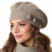 Czapki damskie - Beret damski TESSA Ciemny beż - miniaturka - grafika 1