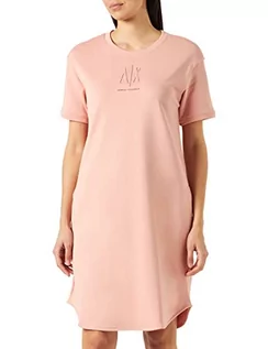 Sukienki - Armani Exchange Ikona damska, styl t-shirtu, czysta bawełna, rozszerzone małe logo. Sukienka, Lady, XL - grafika 1