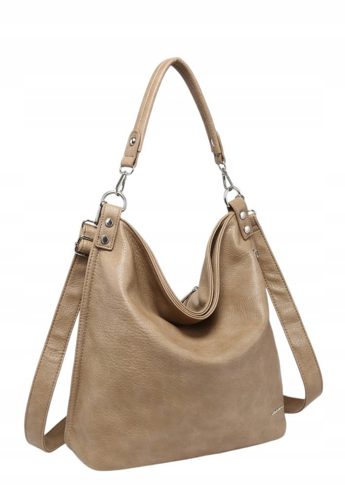 Pojemna Torebka Damska Shopper na Ramię Beżowa LUIGISANTO V-28 Beige/Taupe