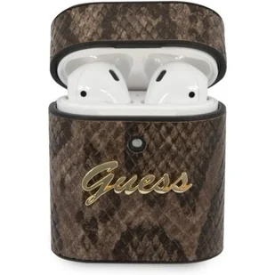 Guess Guess Python Collection Etui Airpods brązowy GUACA2PUSNSMLBR - Akcesoria do słuchawek - miniaturka - grafika 1