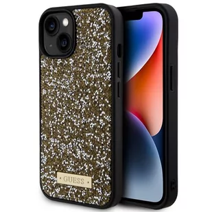 Etui GUESS Rhinestone Metal Logo do Apple iPhone 15 Żółty - Etui i futerały do telefonów - miniaturka - grafika 1