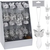 Ozdoby bożonarodzeniowe - Zawieszka anioł akrylowy srebrny 8 cm mix - miniaturka - grafika 1