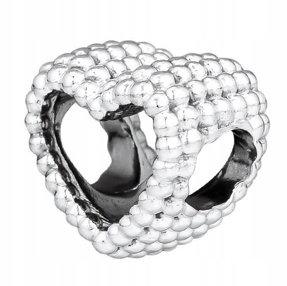 Charms Srebrny Puste Serce Ozdobne Serduszko Koralik Heart SREBRO 925