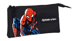 Safta SPIDERMAN Hero potrójne etui dla dzieci, etui dla dzieci, idealne dla dzieci w wieku 5-14 lat, wygodne i wszechstronne, jakość i wytrzymałość, 22x3x12 cm, kolor czarny, czarny, Estándar, zwykły - Etui na dokumenty i karty - miniaturka - grafika 1