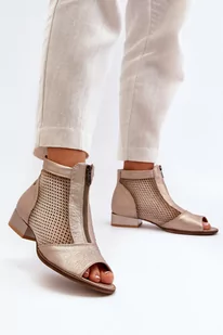 Skórzane Botki Damskie Na Płaskim Obcasie Z Odkrytymi Palcami Maciejka 06413-25 Złote-36 - Botki damskie Skórzane Botki Damskie Na Płaskim Obcasie Z Odkrytymi Palcami Maciejka 06413-25 Złote-36 - Botki damskie - miniaturka - grafika 1