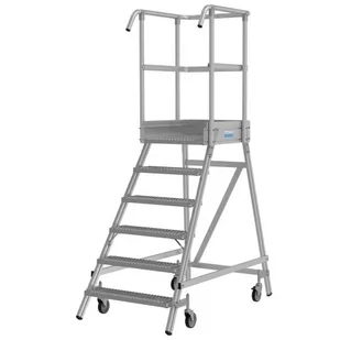 KRAUSE Podest jezdny 6 stopniowy z jednostronnym wejściem, stopniami z kraty o klasie poślizgu R13 821409 - Rusztowania - miniaturka - grafika 1