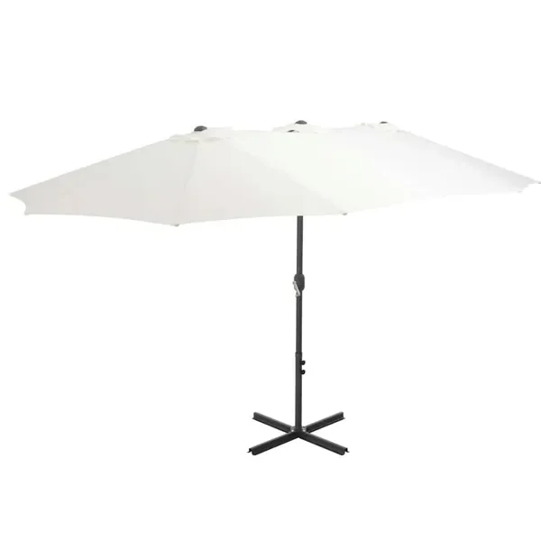 Podwójny Parasol Ogrodowy UV 460x270x246 cm Piaskowy