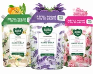 Mydła - Zestaw 3x1000 ml AURA Care Mydło Do Rąk Uzupełniające Lawenda Róża Wanilia - miniaturka - grafika 1