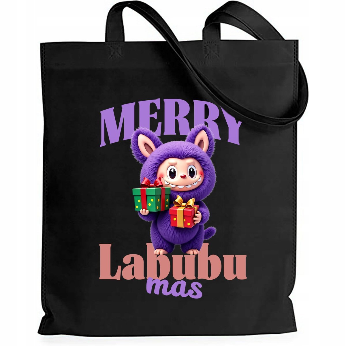 Torba EKO Czarna Shopper MERRY MAS Prezent Na Święta Mikołajki Wzory