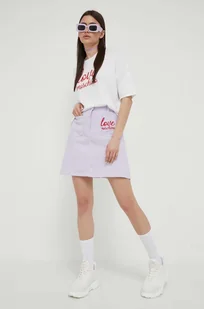 Love Moschino spódnica jeansowa kolor fioletowy mini ołówkowa - Spódnice - miniaturka - grafika 1