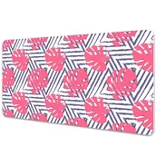 Podkładki na biurko - Mata ochronna z nadrukiem Różowe liście 90x45 cm - miniaturka - grafika 1