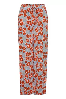 Spodnie damskie - ICHI IHCEFALU PA2 damskie spodnie z materiału, spodnie Marlenehe, luźne dopasowanie, z nadrukiem na całej powierzchni, Mandarin Red 171562, 40 EU - grafika 1