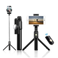 Selfie stick - UCHWYT SELFIE - z odpinanym pilotem bluetooth i tripodem - K10 CZARNY - miniaturka - grafika 1