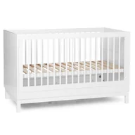 Łóżka dla dzieci i młodzieży - Childhome B140JW Jota White - łóżko dziecięce - 70x140 cm - łóżko z litego drewna sosnowego w kolorze białym z regulacją wysokości i stelażem listwowym - miniaturka - grafika 1