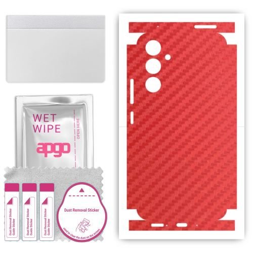 folia naklejka skórka strukturalna na TYŁ+BOKI do Samsung Galaxy A54 - Carbon Czerwony - apgo SKINS