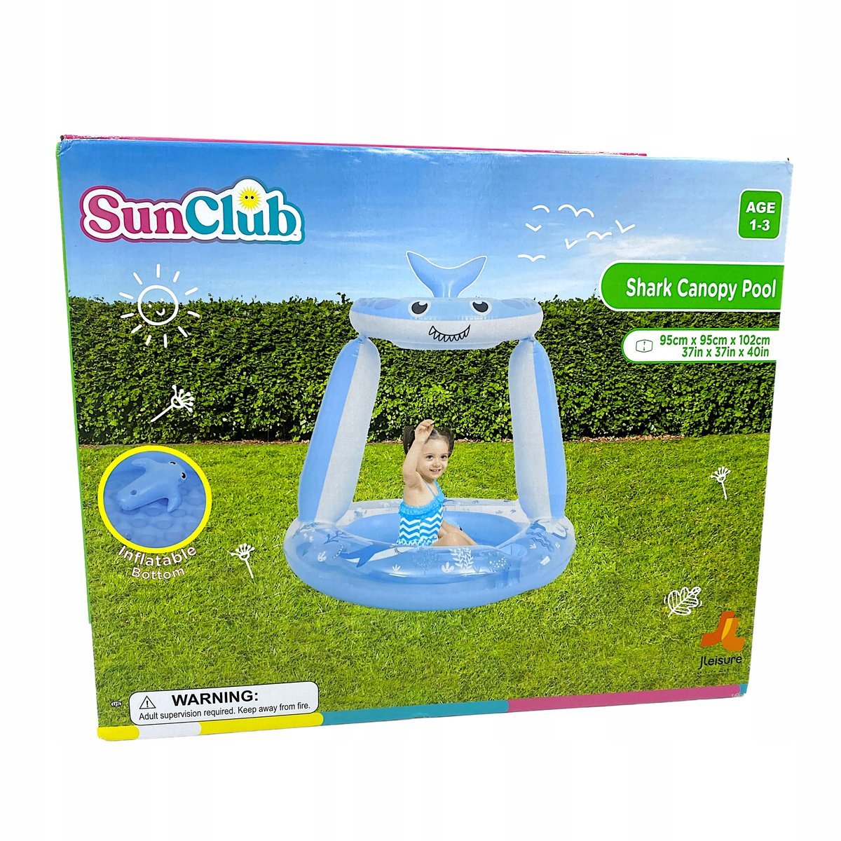 SunClub Shark Canopy Pool Basen dla małych dzieci z daszkiem REKIN