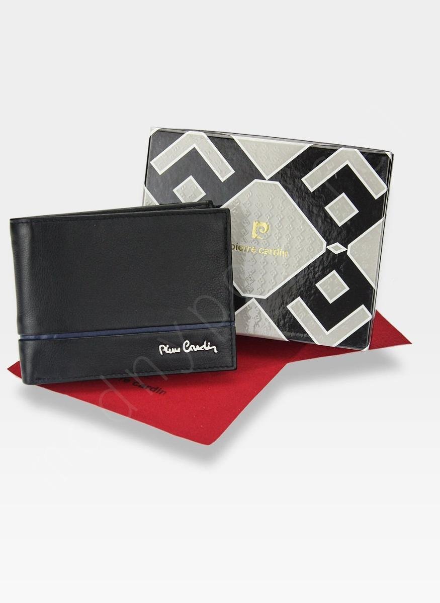 Pierre Cardin, Portfel skórzany męski, Calm Ocean, Tilak15 8806, czarny/niebieski, ochrona RFID