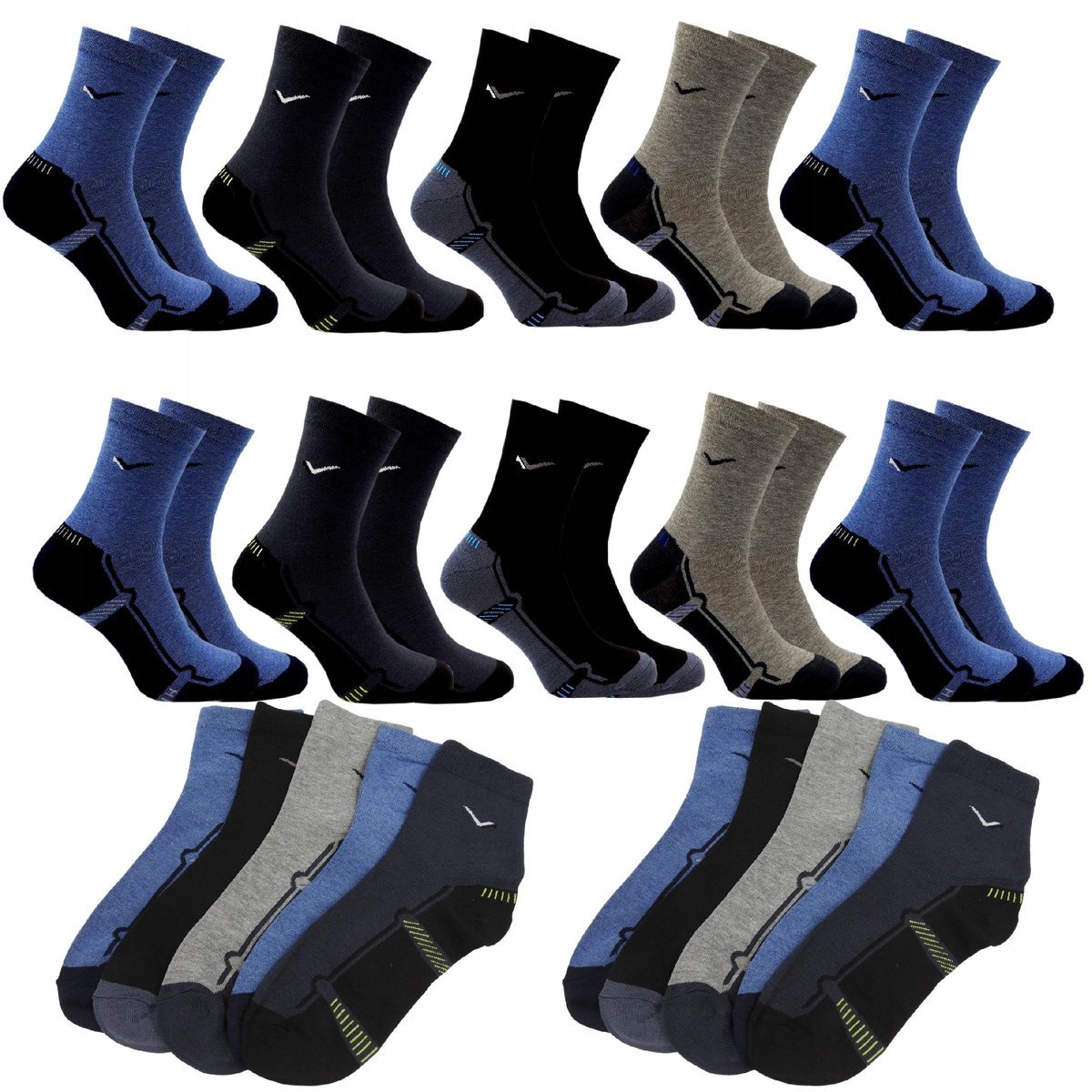 10 x SKARPETY SPORTOWE DŁUGIE ZA KOSTKE MĘSKIE BAWEŁNIANE SKARPETKI 40/43