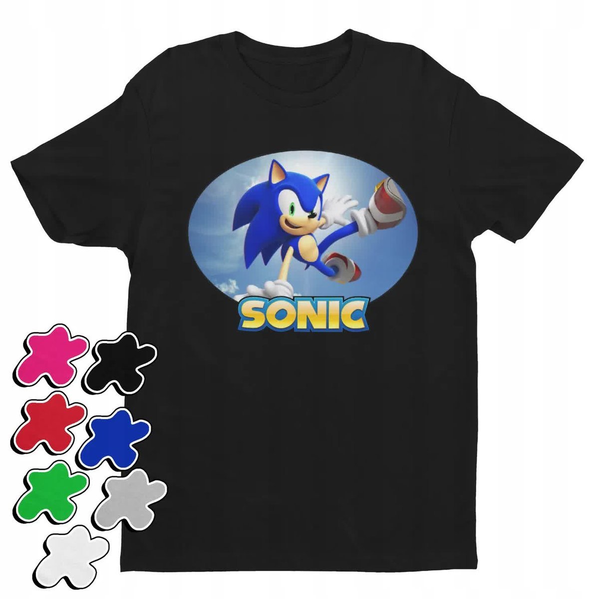 Koszulka T-Shirt Dziecięca Z Nadrukiem Sonic Różne Wzory Kolory -L 146-152