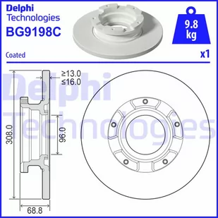 Delphi Tarcza hamulcowa BG9198C BG9198C - Tarcze hamulcowe - miniaturka - grafika 1