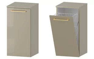 Słupek Łazienkowy RON 35 cm K - Cappuccino Wysoki Połysk - Uchwyty Złote Szczotkowane - Szafki łazienkowe - miniaturka - grafika 1