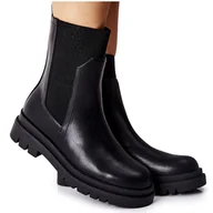 Botki damskie - Vinceza Damskie Ciepłe Botki Czarne Nikiera - miniaturka - grafika 1