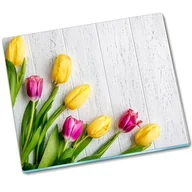Deski do krojenia - Płyta ochronna szklana żółte tulipany - 60x52 cm - miniaturka - grafika 1