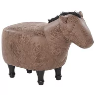 Krzesła - Beliani Pufa zwierzak ekoskóra brązowa HORSE - miniaturka - grafika 1