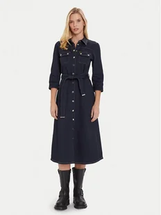 Morgan Sukienka jeansowa 252-RJEANA Granatowy Regular Fit - Sukienki - miniaturka - grafika 1