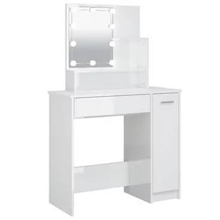Lumarko Toaletka z oświetleniem LED, biała z połyskiem, 86,5x35x136 cm - Toaletki - miniaturka - grafika 3