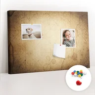 Tablice i flipcharty - Szkolna Tablica korkowa 60x40 cm, Kolorowe Pinezki, wzór Stara mapa świata - miniaturka - grafika 1