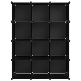 Lumarko Regał kostkowy z 12 przegrodami, czarny, PP - Regały - miniaturka - grafika 4
