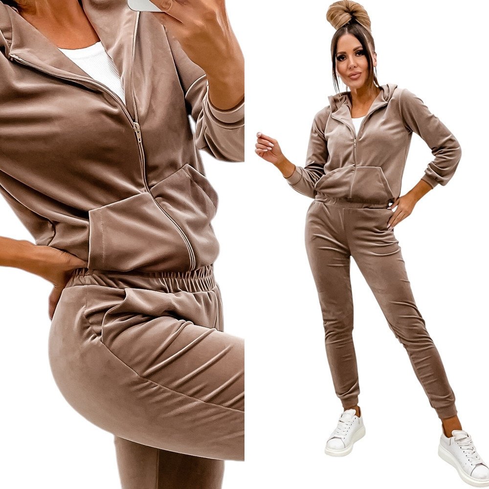 Damski Dres Komplet welurowy z kapturem S / 36