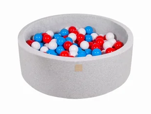 MeowBaby Kula do kąpieli jasnoszara okrągła 90x30cm, kule: czerwona/biała/niebieska - Kosmetyki kąpielowe dla dzieci - miniaturka - grafika 1