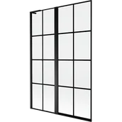 Parawany nawannowe - Mexen Mist L parawan nawannowy 2-skrzydłowy lewy 120 x 150 cm, czarna kratka, czarny - 8A9L-120-011-70-77-L - miniaturka - grafika 1