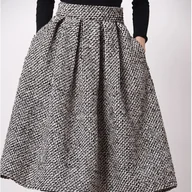 Spódnice - Plisowana spódnica midi z grubego materiału - Szary S - miniaturka - grafika 1