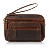 Nerki - SASZETKA MĘSKA BRĄZOWA SKÓRZANA DO RĘKI VINTAGE PAOLO PERUZZI T-130-HBR - miniaturka - grafika 1