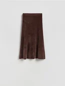 Spódnice - Reserved - Pluszowa spódnica midi - ciemnobrązowy - miniaturka - grafika 1