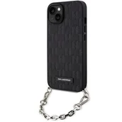 Etui i futerały do telefonów - Karl Lagerfeld KLHCP14SSACKLHPK iPhone 14 6.1" czarny/black hardcase Saffiano Monogram Chain - miniaturka - grafika 1