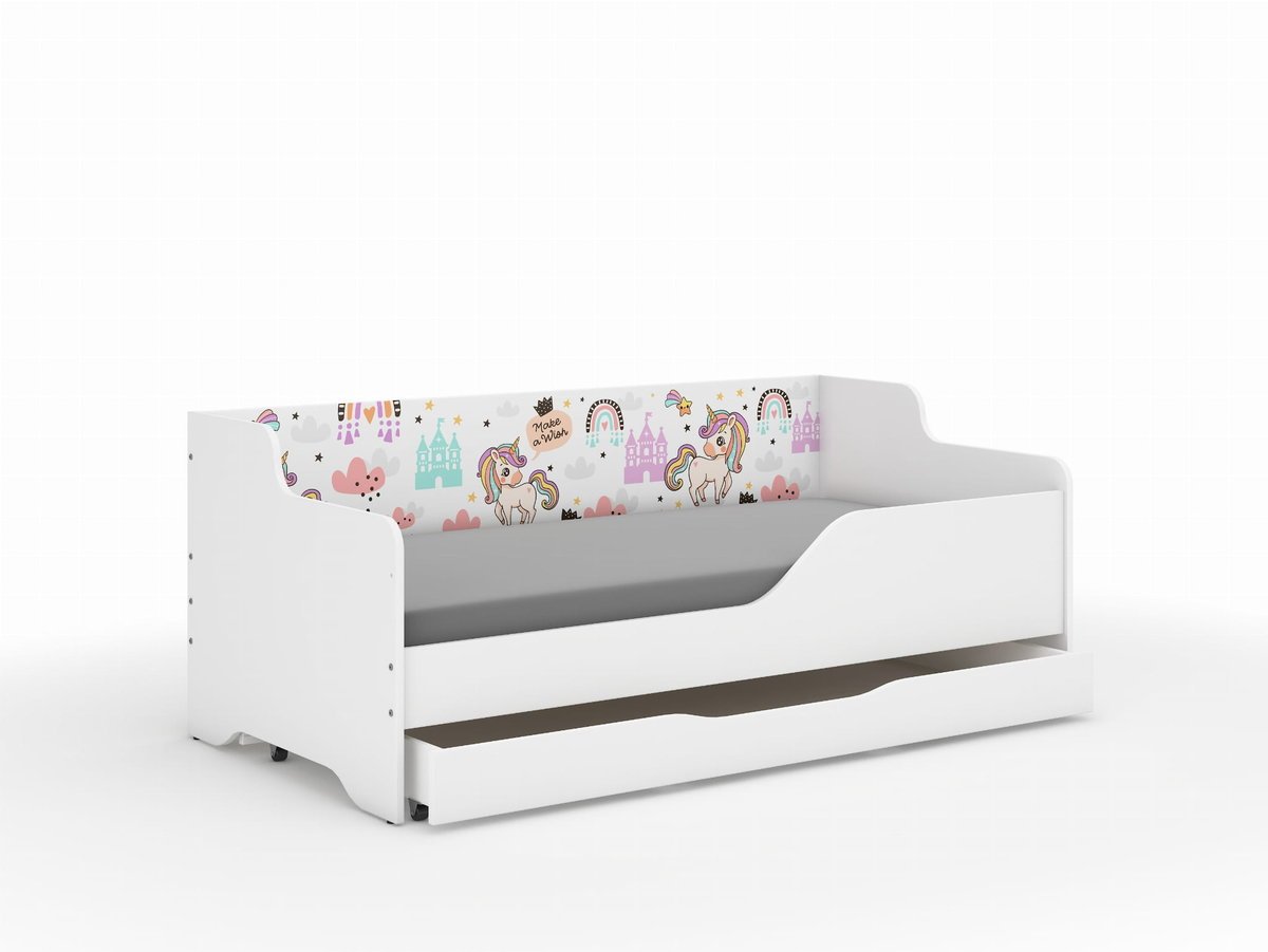 Łóżko dziecięce LILU 160x80 JEDNOROŻEC RAINBOW - oparcie