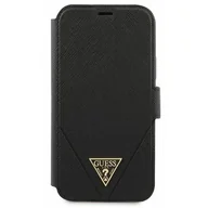 Etui i futerały do telefonów - Guess GUFLBKP12LVSATMLBK iPhone 12 Pro Max 6,7" czarny/black book Saffiano - miniaturka - grafika 1