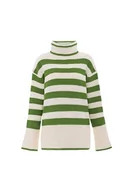 Swetry damskie - Blonda Damski sweter z golfem WOLLBIAŁY MARINE XL/XXL, Wełniana biel morska, XL - miniaturka - grafika 1