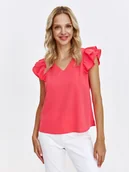 Bluzki damskie - Czerwona bluzka z efektownymi rękawkami - miniaturka - grafika 1