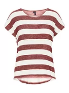 Koszulki i topy damskie - VERO MODA Koszulka damska z krótkimi rękawami w paski, Czerwone i białe paski, S - miniaturka - grafika 1