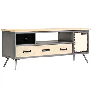 vidaXL Szafka pod telewizor, lite drewno mango i stal, 120x30x45 cm vidaXL - Szafki RTV - miniaturka - grafika 1